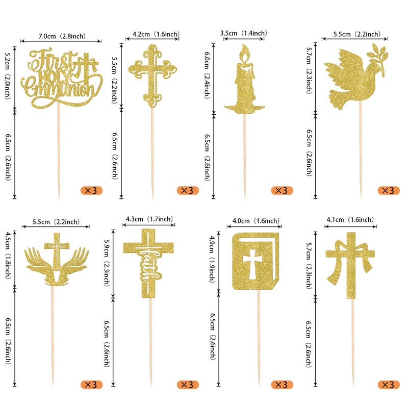 RSSTARXI 24 Pack First Holy Compleion Cupcake Topcake Gold Glitter Dove God Gost Biss - Image 2