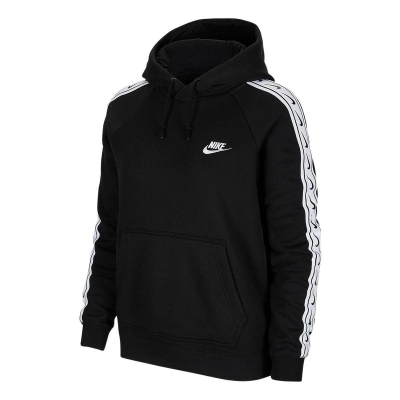 (WMNS) Nike Club Woven Allover Print Hoodie 'Black'
