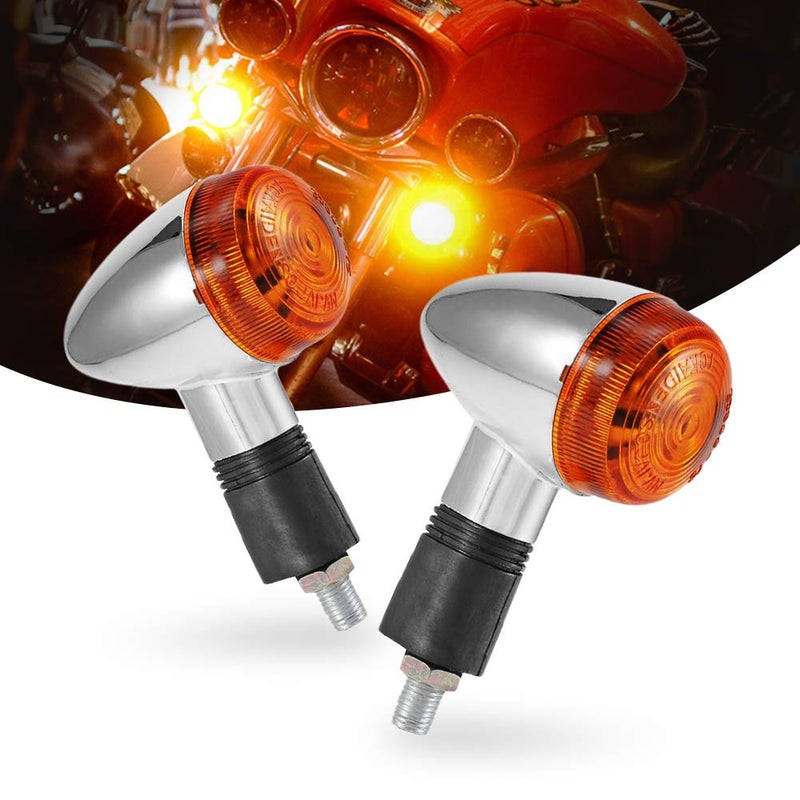 Motorcycle Turn Signals 2pcs Chrome Bullet Front Rear Lights for Honda Harley Kawasaki Suzuki Motorcycle Street Standard Custom Bike Cruiser Bobber Chopper 2pcs