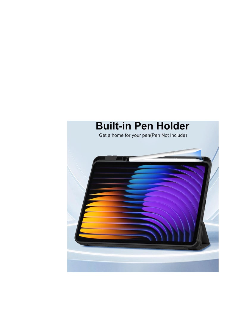 Case for Lenovo Idea Tab Pro 12.7 inch 2025 with Pencil Holder, Slim Protective Case with Stand PU Leather Tablet, Black - Image 4