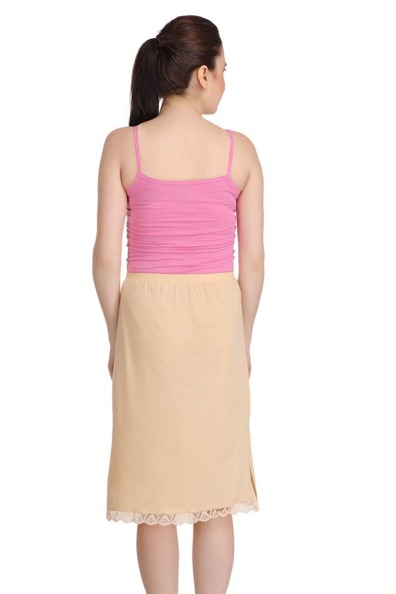 Splash Cotton Rich Regular Skirt Slip for Women - Knee Length Beige - Image 4