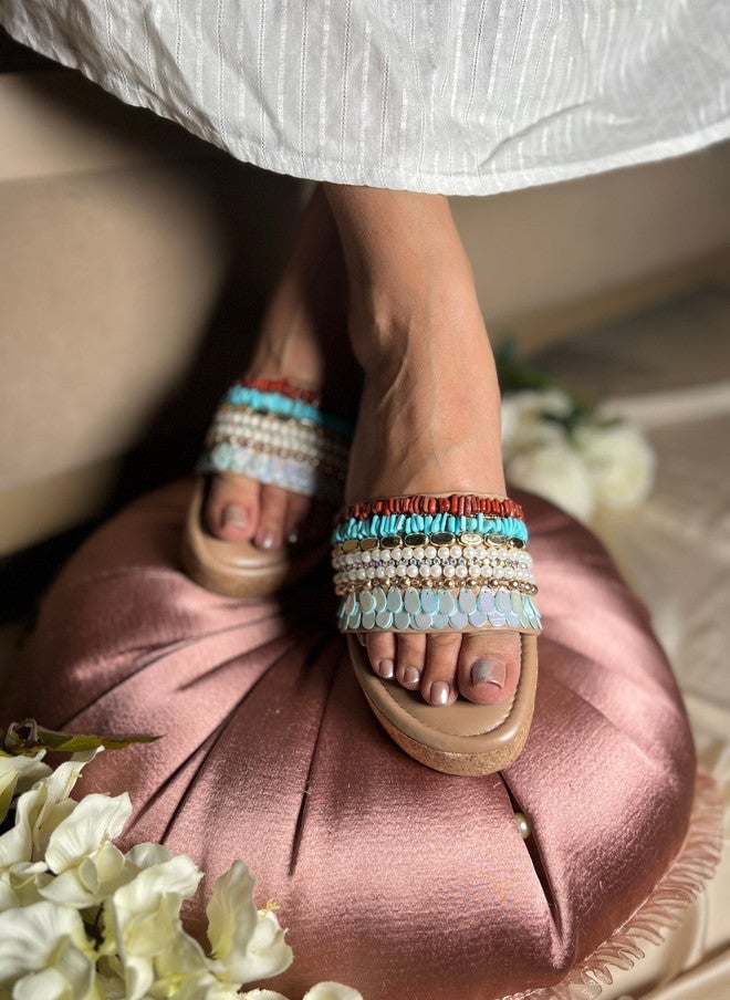 Sandal Stories صندل ستوريز صندل ويدج مزخرف من PU - Image 4
