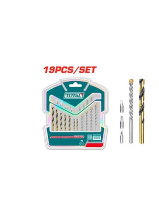 TOTAL 19PCS Drill Bits and Screwdriver Bits Set – HSS Twist Drill Bits, Masonry Drill Bits, 25mm Screwdriver Bits for Wood, Metal, and Concrete – Double Blister Packaging - pzsku/Z0E518DBEF4BD8A4110CFZ/45/_/1734960788/60e492c0-e1a9-4e8f-aa79-8ef375691c3b