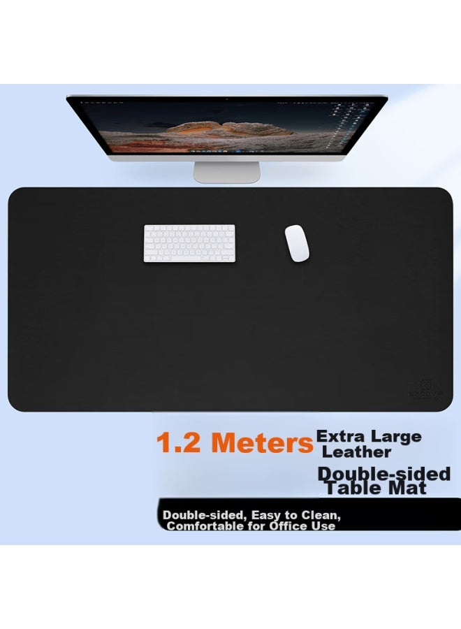 Exco 1.2-meter Mouse Pad, Extra Large Desk Mat, Computer Office Leather Desk Pad, Waterproof Leather Desk Cover, Writing Desk Pad, Double-sided Gaming Keyboard Mat, Black 3766 - Image 1