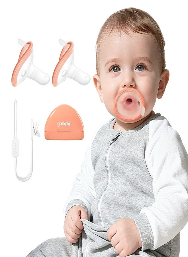 Garkoko 2-Pack Teething Pacifiers with Clip & Case, for Babies 0-18 Months, Thumb Shape Avoid Baby Biting Hands, Non-Touch Face, Food-Grade Silicone, Baby Teething Relief - Image 1