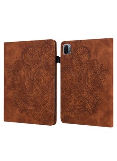 Case Cover For Xiaomi Pad 5 Pro / Pad 5 Peacock Embossed Pattern TPU + PU Horizontal Flip Leather Case with Holder & Card Slots & Wallet & Sleep / Wake-up Function Brown