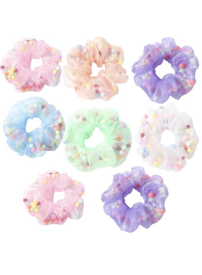 Honbon Chiffon Candy Color Non Slip Girl Cute Hair Scrunchies for Tying Hair Rubber Band(Pack of 8 Pcs) Hair Decoration Accessory for Thin Thick Hair - Image 1