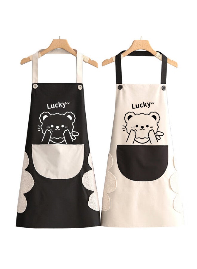 Pinyu A, Kitchen Waterproof And Oil-proof, Wipe Hands, Neck Cover, Uni, Summer Household Cleaning, Cartoon Black And White, 2 Pieces - Image 3