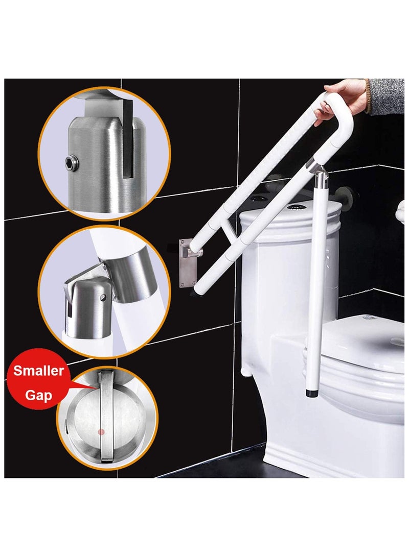 Hihonor Foldable Toilet Grab Bar 304 Stainless Steel Medical Safety Shower Handrails Anti Slip Bathroom Seat Support Bar Flip-Up Bathtub Grab Arm Bar Hand Grips for Disabled Elderly Handicap Pregnant(White) - Image 5