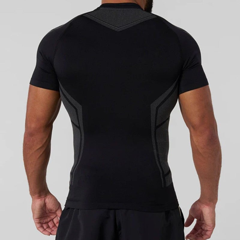 تي شيرت صيفي للرجال من يانغلا - رياضي لياقة بدنية سريع الجفاف قابل للتنفس مرن ملابس رياضية خارجية للجري وكرة السلة - أزرق داكن - Image 5