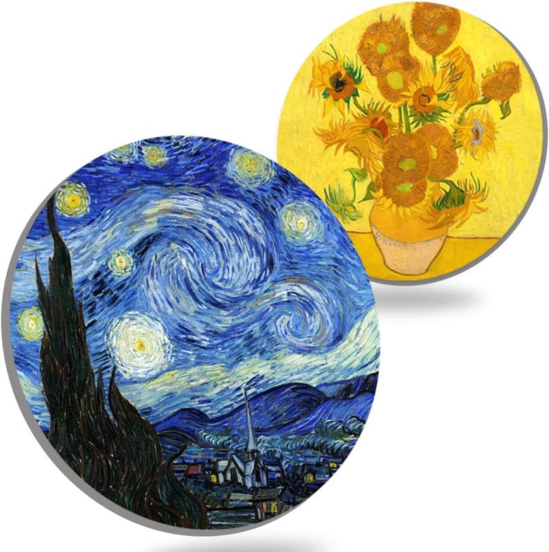 WOW DING Coasters for Drinks Van Gogh Art Ceramic Coasters - Use 2 Famous Van Gogh Paintings, Unique Housewarming Gifts for New Home Decorative - Image 1