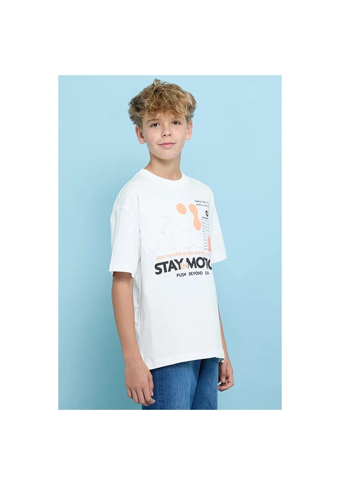 R&b Printed T-Shirt with Crew Neck and Short Sleeves