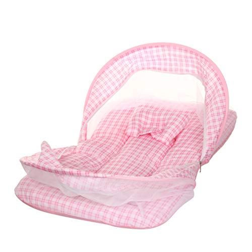 KooKyKooby Baby Mosquito and Insect Protection Net with Bedding (Pink(Checks)) - Image 4