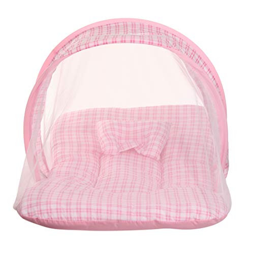 KooKyKooby Baby Mosquito and Insect Protection Net with Bedding (Pink(Checks)) - Image 1