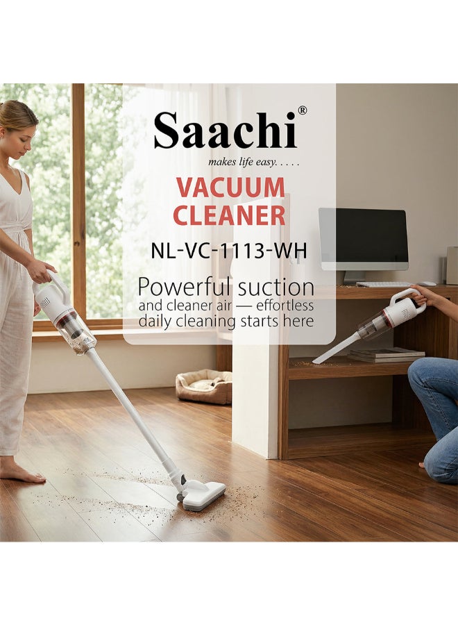 Saachi Stick Vacuum Cleaner NL-VC-1113-WH, 400W Strong Suction ≥13kPa, HEPA Filter, 0.5L Dust Cup, Lightweight Corded Vacuum, Low Noise - Image 5