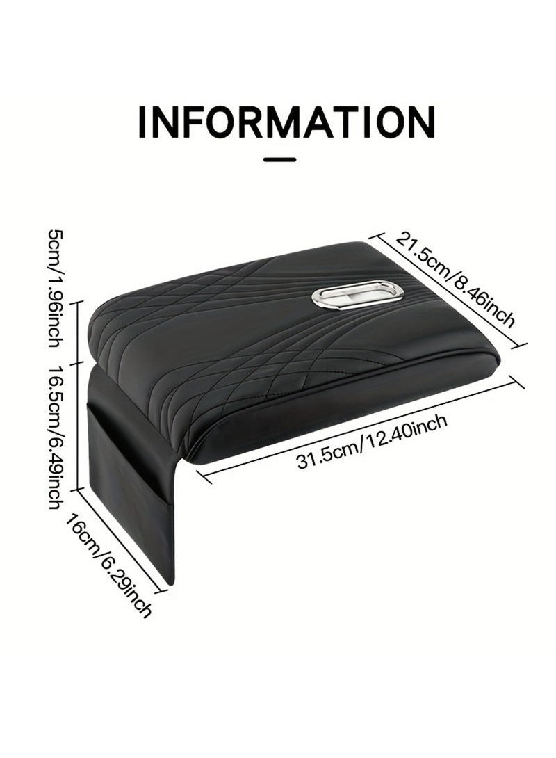 HaHaHai Car Center Console Armrest Pad, Leather Memory Foam Heightening Cushion with Storage Pocket and Tissue Slot, Premium Leather Cover for Enhanced Comfort (Black) - Image 2