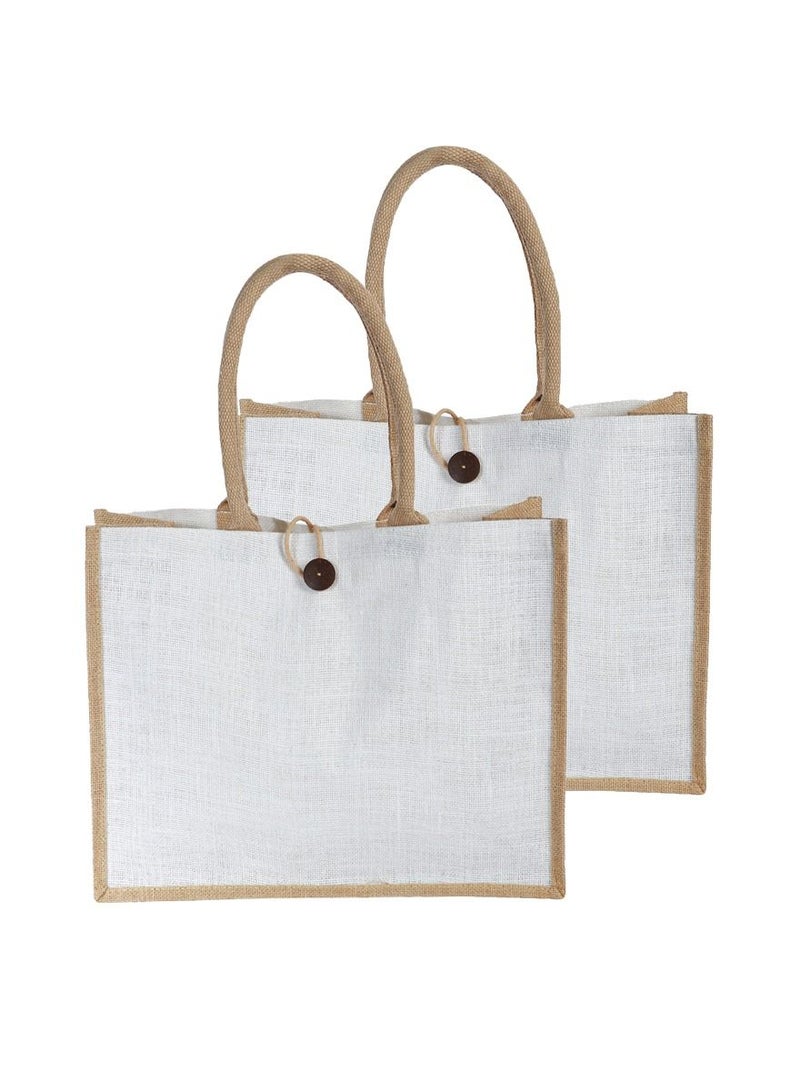 Green Bag Jute tote bags with handles Pack of 2  - Image 1