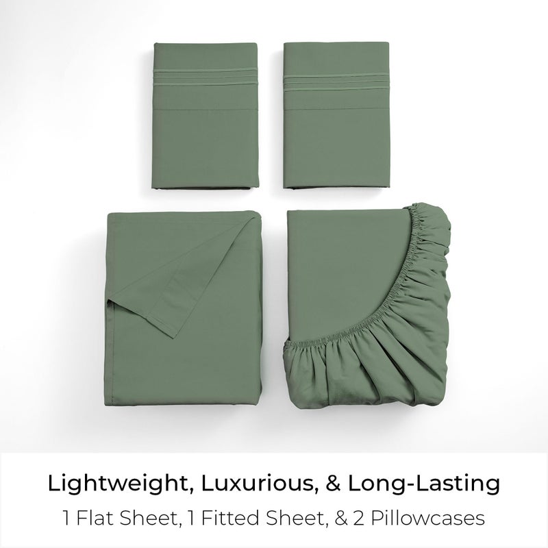 Mellanni Queen Sheets Set - 4 PC Iconic Collection Bedding - Hotel Luxury, Extra Soft, Cooling Bed Sheets - Wrinkle, Fade, Stain Resistant (Queen, Sage) - Image 3