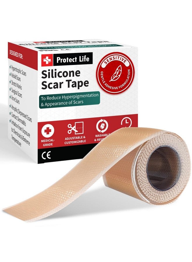 Protect Life Medical-Grade Silicone Scar Tape Roll (1.6" X 118") Silicone Scar Sheets Keloid Bump Removal - Reusable Silicone Tape Scar Removal Strips, Scar Tape For Surgical Scars, C Section Scar Silicone Strips  - Image 1