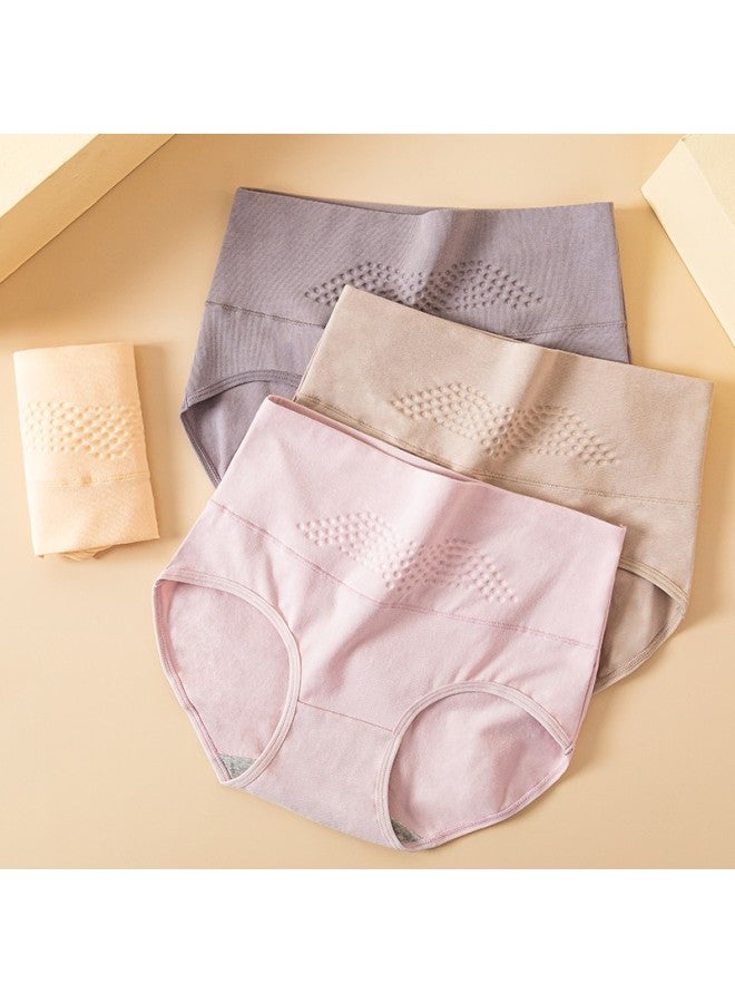LANG SHA Langsha Women's High Waist Cotton Underwear With Tummy Control, Seamless, Pack Of 4 Plus Size High Elasticity Short Pants, Style Triangle Panties  - Image 1