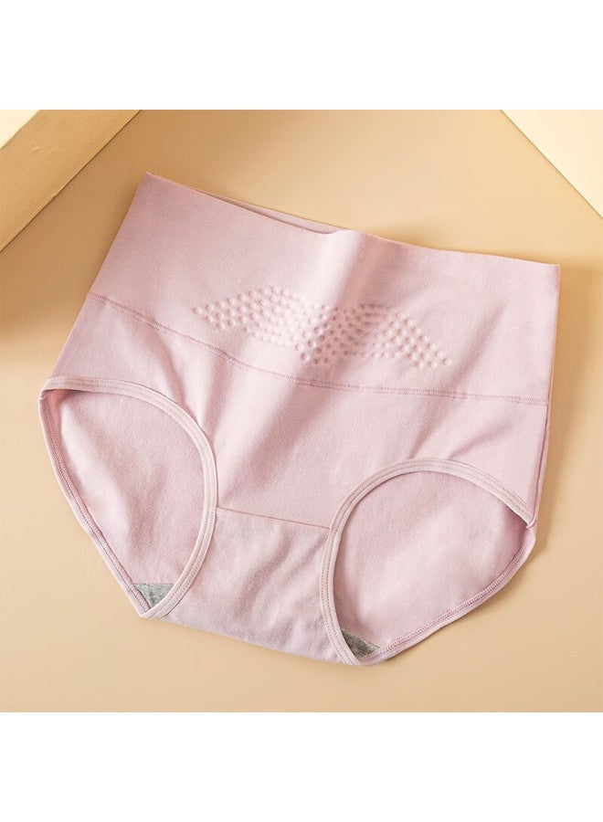 LANG SHA Langsha Women's High Waist Cotton Underwear With Tummy Control, Seamless, Pack Of 4 Plus Size High Elasticity Short Pants, Style Triangle Panties  - Image 5