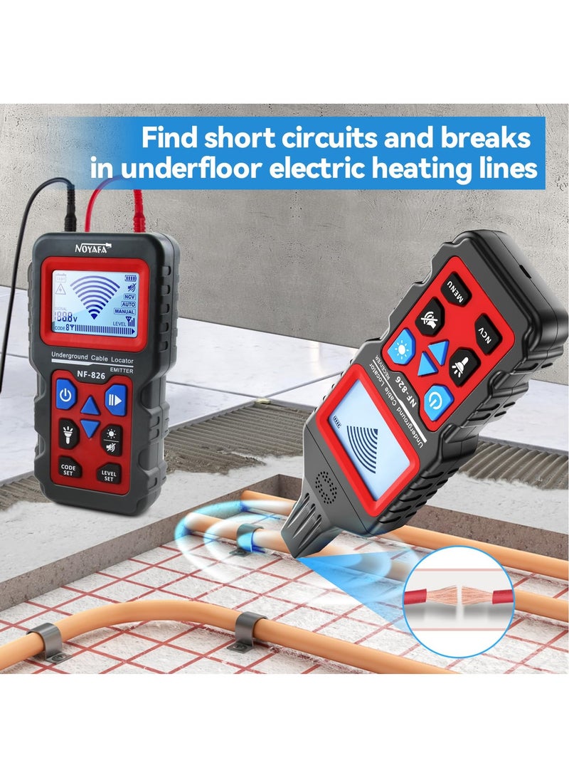 NOYAFA NF-826 Underground Cable Locator Wire Tracker, Cable Tester, for Dog Fence Cables Irrigation. Wall and Underground Pipeline Wire Detector. Test Short Circuit Breaker of Wall and Underground Cables  - Image 4