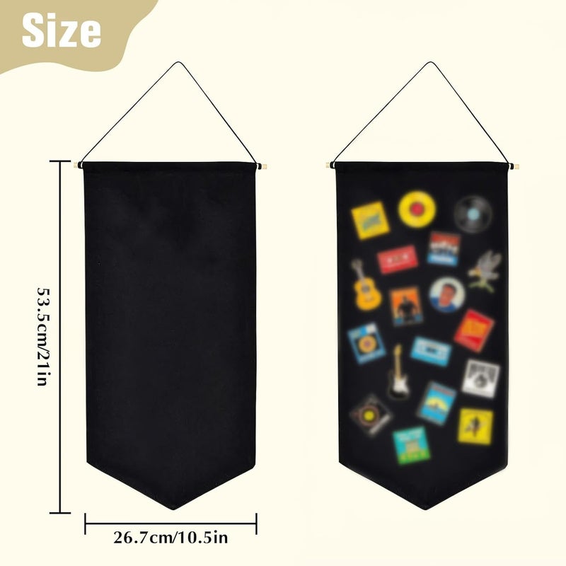 Winmany Wall Hanging Brooch Jewelry Storage Case Canvas Display Stand Enamel Pin Display Banner Holder Earrings Necklace Glitter Pin Collection Organizer (Black) - Image 1