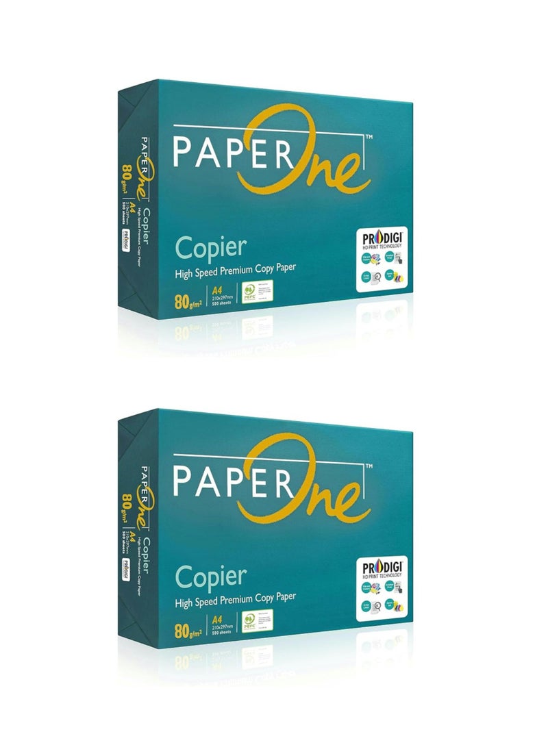 PaperOne ورق بيبر وان كوبر مميز، 80 جرام، حجم A4، 500 ورقة في عبوة من 2 - Image 1