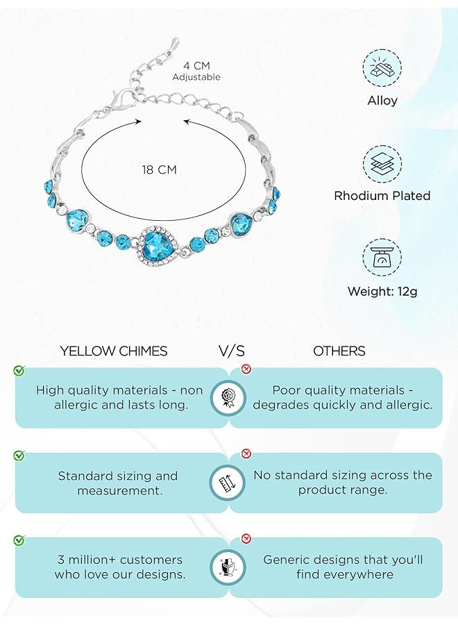 تشيميز أصفر سوار سحر القلب الأزرق الجميل للنساء والفتيات. مثالي كهدية! قابل للتعديل - Image 4