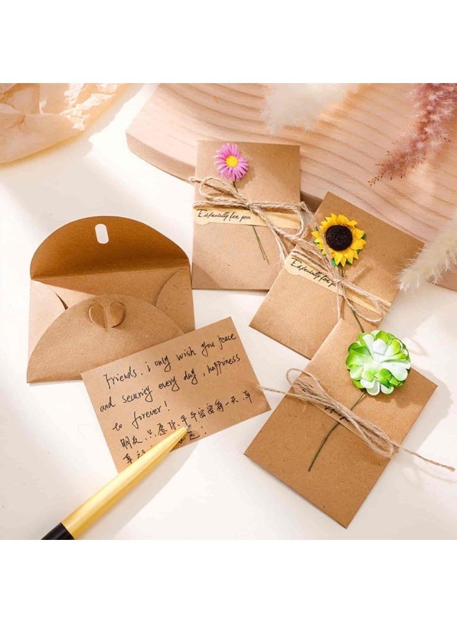 Aideli 10 Pcs Handmade Greeting Gift Card Set, Kraft Paper Blank Cards with Envelopes and Dried Flower Decoration for Birthday, Wedding, Thank You & All Occasions - Image 2