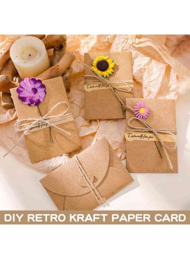 Aideli 10 Pcs Handmade Greeting Gift Card Set, Kraft Paper Blank Cards with Envelopes and Dried Flower Decoration for Birthday, Wedding, Thank You & All Occasions - Image 4