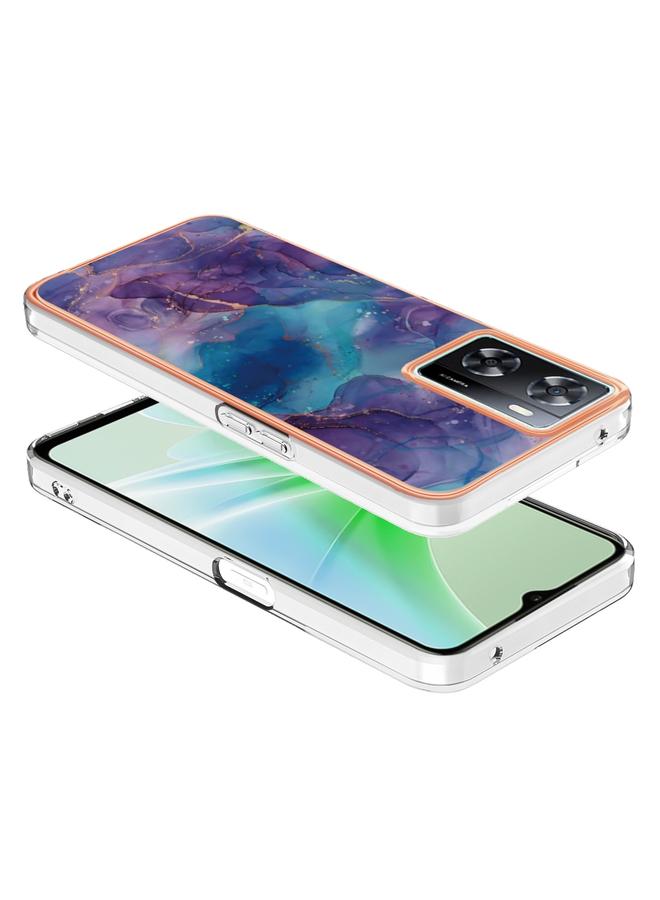 اس-توب جراب لهاتف OnePlus Nord N300 / OPPO A57 4G 2022 / Realme Narzo 50 5G Global / OPPO K10 5G Global جراب هاتف IMD مزدوج الجوانب من الرخام المطلي بالكهرباء - Image 3