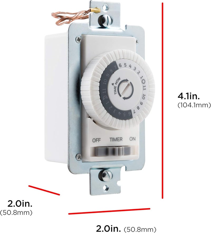UltraPro 24-Hour Indoor Mechanical In-Wall Timer, 30 Minute Interval, Neutral Wire Required, Dial Light Switch for Lights, Bathroom Fan, Exhaust Fan, Single Pole Wall Timer Switch, White, 41092 - Image 2