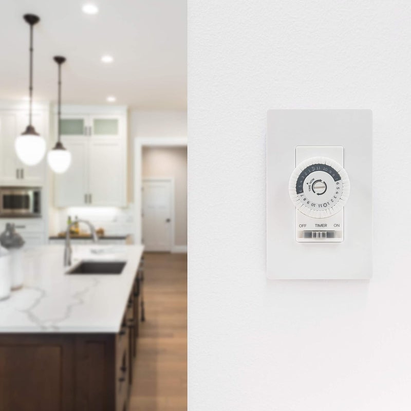 UltraPro 24-Hour Indoor Mechanical In-Wall Timer, 30 Minute Interval, Neutral Wire Required, Dial Light Switch for Lights, Bathroom Fan, Exhaust Fan, Single Pole Wall Timer Switch, White, 41092 - Image 4