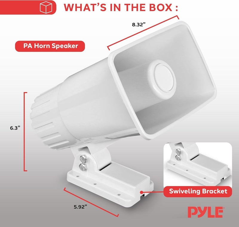 Pyle Indoor / Outdoor PA Horn Speaker - 6" PA Speaker With 8 Ohms Impedance & 50 Watts Peak Power - Mounting Bracket & Hardware Included - Pyle PHSP4 White - Image 3