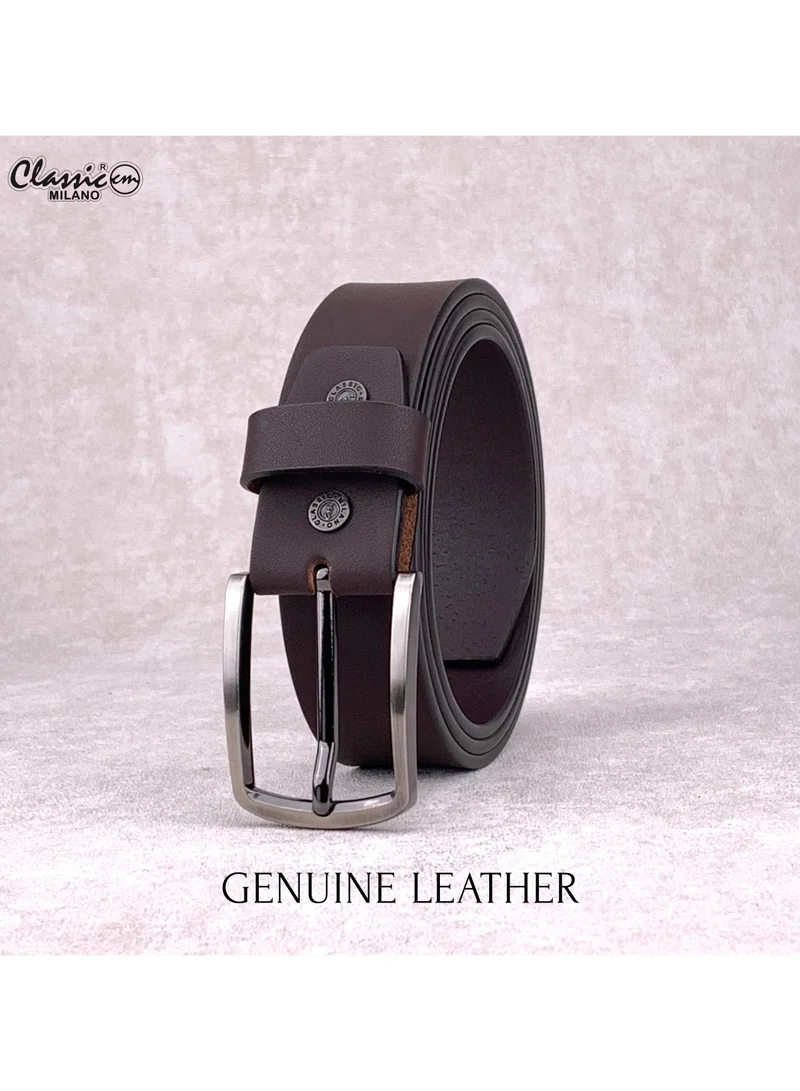 Classic Milano Brown (ZTF 35MM D) Classic Milano Genuine Leather Belt for Men – Black and Brown Formal Belt – Men Belts for Office & Business Wear – Mens Belt Leather with Gift Box for Men | Best Price UAE