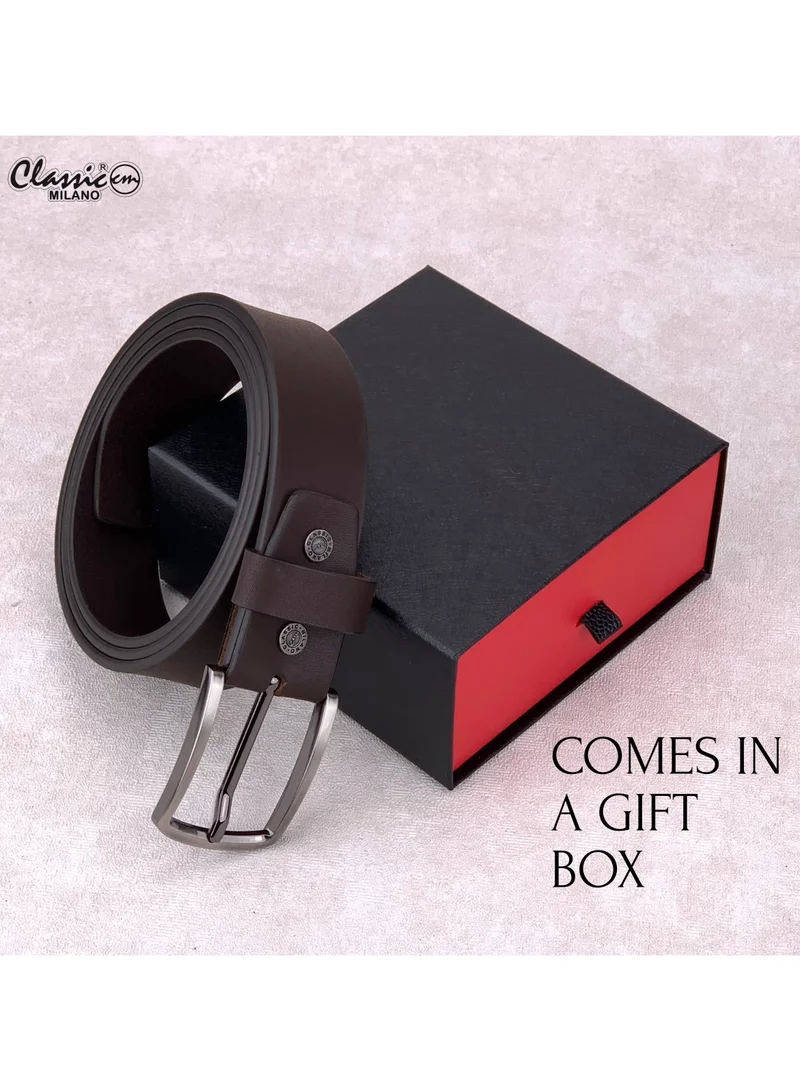 Classic Milano Brown (ZTF 35MM D) Classic Milano Genuine Leather Belt for Men – Black and Brown Formal Belt – Men Belts for Office & Business Wear – Mens Belt Leather with Gift Box for Men | Best Price UAE