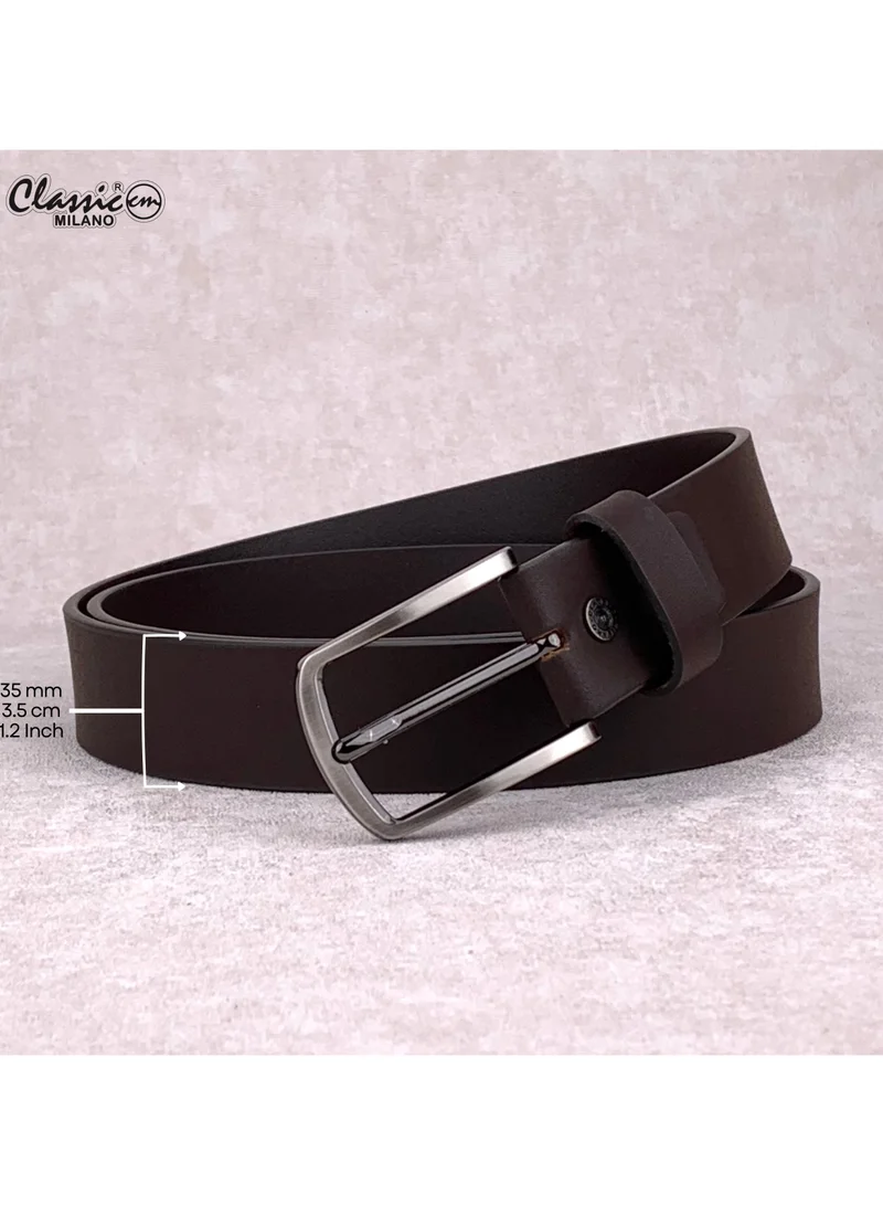 Classic Milano Brown (ZTF 35MM D) Classic Milano Genuine Leather Belt for Men – Black and Brown Formal Belt – Men Belts for Office & Business Wear – Mens Belt Leather with Gift Box for Men | Best Price UAE