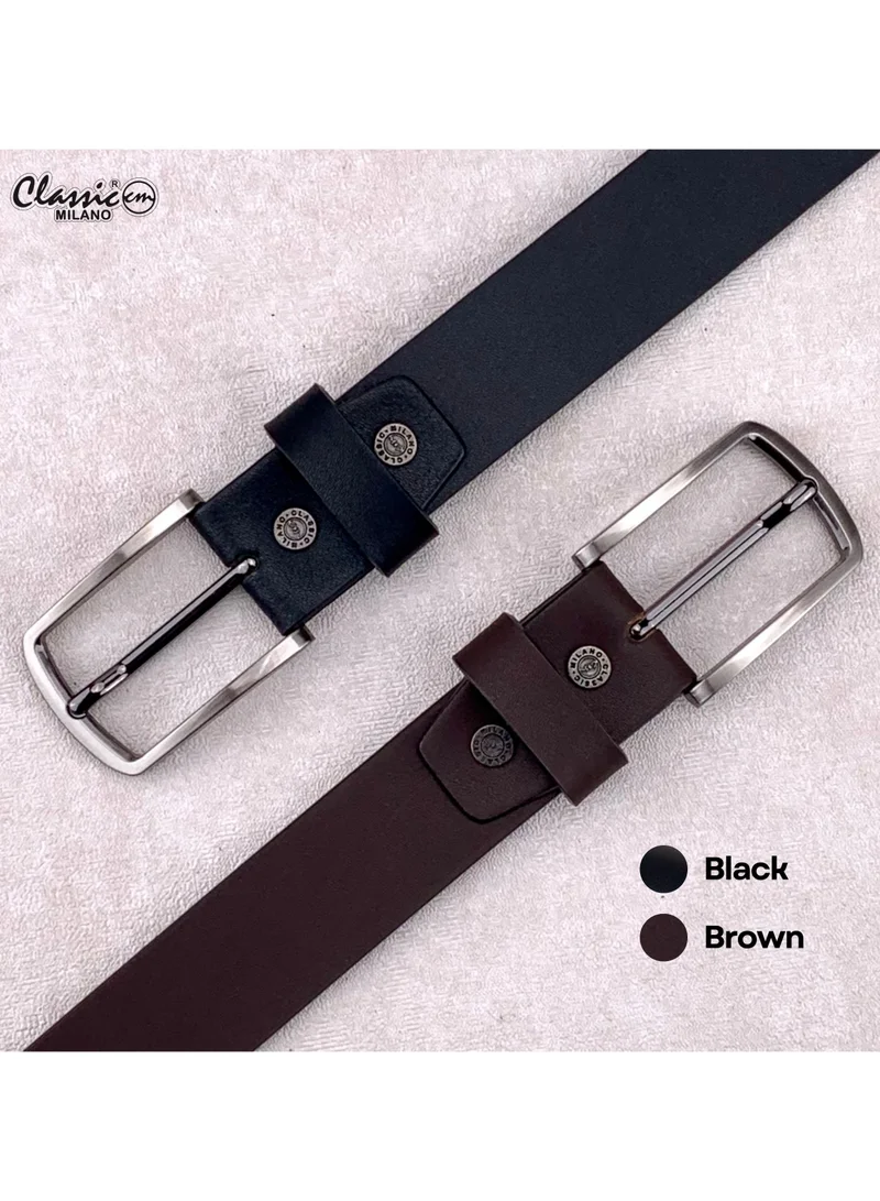 Classic Milano Brown (ZTF 35MM D) Classic Milano Genuine Leather Belt for Men – Black and Brown Formal Belt – Men Belts for Office & Business Wear – Mens Belt Leather with Gift Box for Men | Best Price UAE