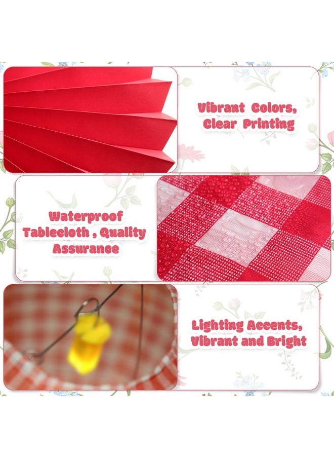 Moukeren 45 Pcs Picnic Party Decorations Set Paper Lanterns with LED Lights Red and White Checkered Gingham Pennant Banner with Hanging Paper Fans Tablecloth for Carnival Picnic BBQ Party Supplies - pzsku/Z0E525C1E234D158FA98FZ/45/_/1741329930/da3da225-3bbc-4328-aeb1-571ec2da6c32