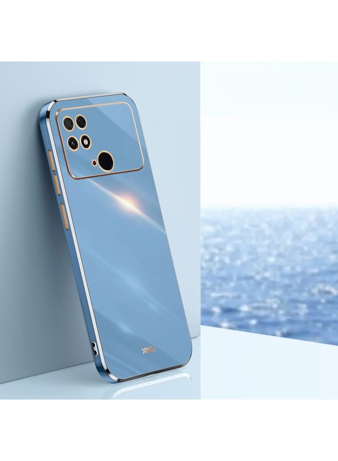 Case Cover For Xiaomi Poco C40 XINLI Straight Edge 6D Electroplate TPU Phone Case Celestial Blue