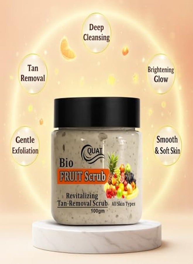 QUAT Bio Fruit Face Scrub for Deep Cleansing, Exfoliation & Glow | Natural Fruit Extract Scrub to Remove Dead Skin & Blackheads | Gentle Skin Polishing Scrub - 100 g - Image 3