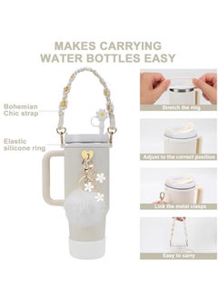 General Stanley Cup Pendant Adjustable Stanley Pendant Silicone Straw Cap Plush Colorful Flower Pendant Cup Chain Set  - Image 2