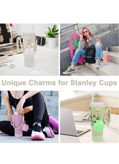 General Stanley Cup Pendant Adjustable Stanley Pendant Silicone Straw Cap Plush Colorful Flower Pendant Cup Chain Set  - Image 4