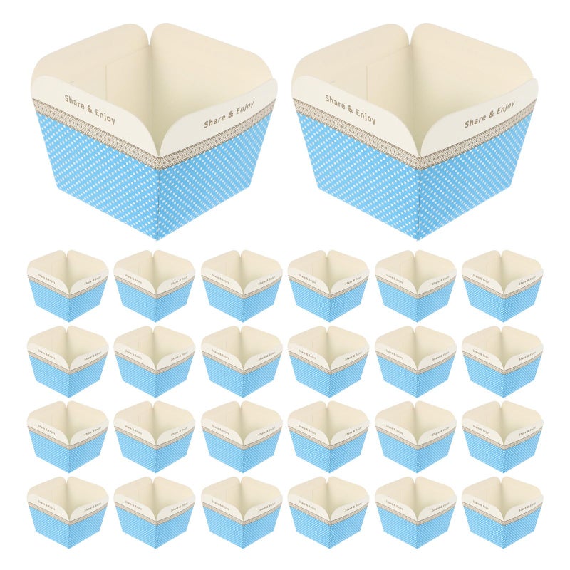 High Temperature Resistant Blue Square Paper Baking Cups Disposable Muffin Boxes 50 Pcs - Image 2