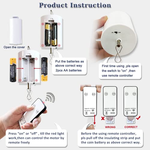 FONMY Hanging Display Motor 10 RPM Low Speed with Remote for Wind Spinner Ornament Hanging Decor Baby Crib Mobile Battery Operated Motor - Image 3