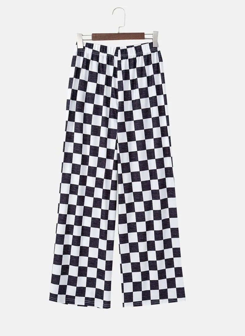 يونيكي White Checked Casual Trousers