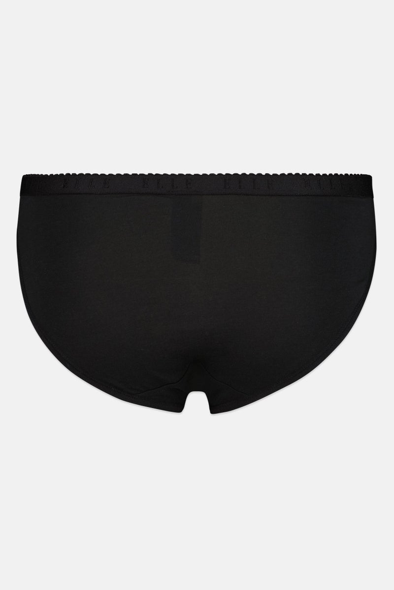 ELLE 5 Pieces Embroidered Logo Bikini Bottom, Black - Image 5