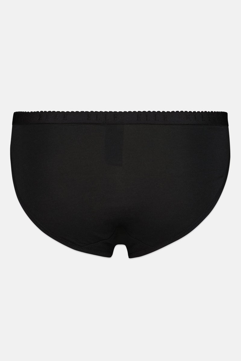 ELLE 5 Pieces Embroidered Logo Bikini Bottom, Black - Image 4
