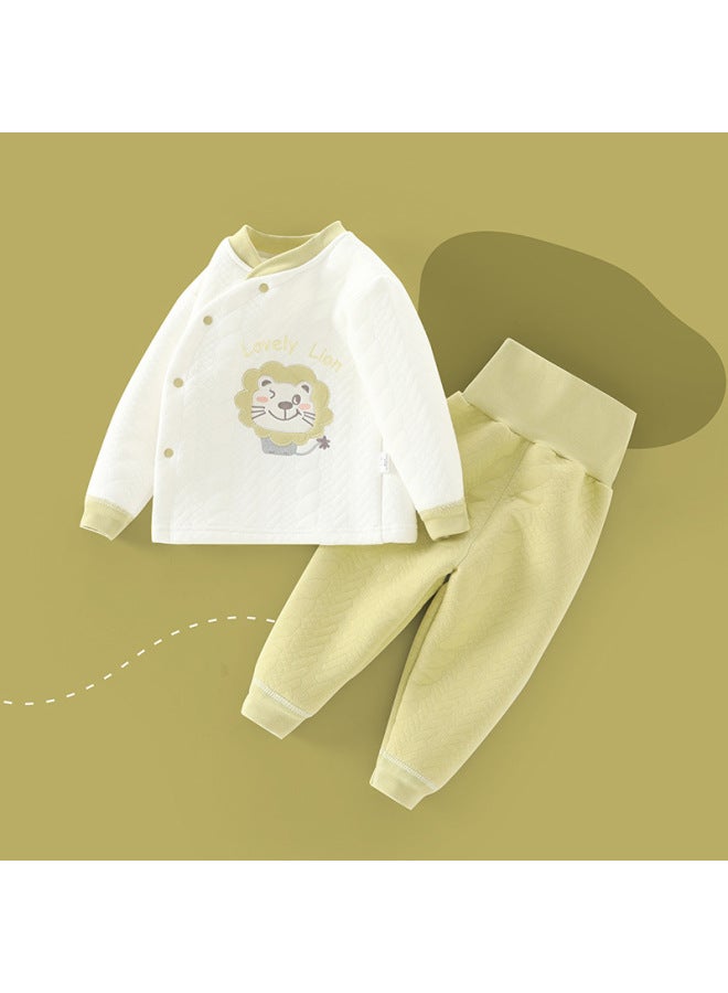 Baby Warm Clothes Set Autumn And Winter Cotton High Waist Skin Care Children's Underwear Two-piece Baby Clothes